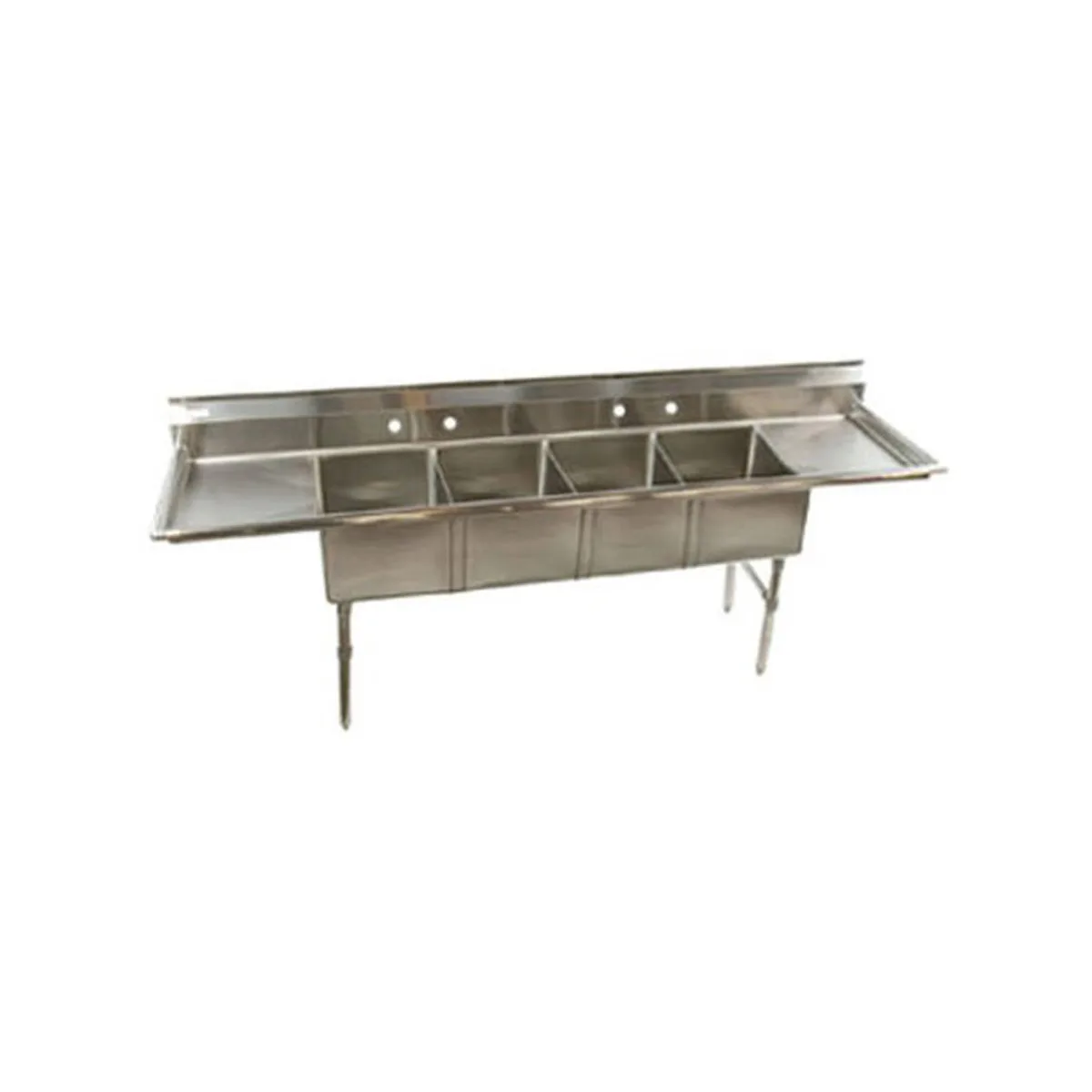Klinger's Trading HDS42D 100" Four Compartment Sink, 16"W x 20"L Bowl With 2 Drainboards