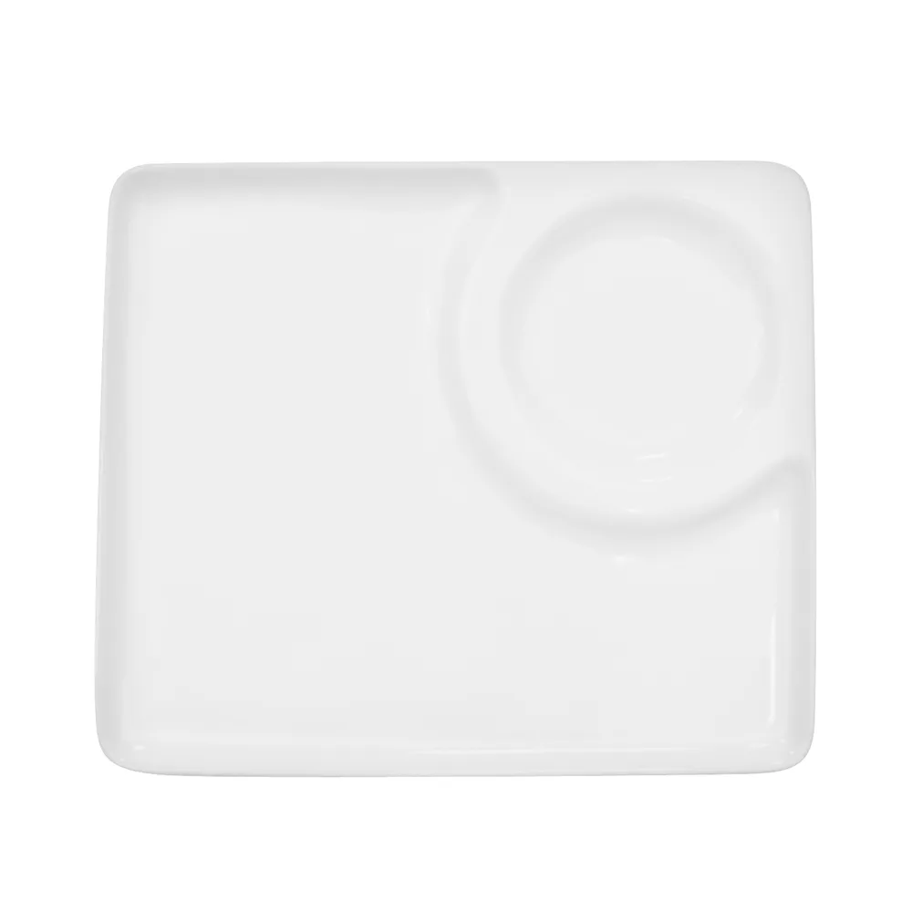 CAC China RCN-P9 Specialty Plate, 9" x 9" x 1/2", Square, 2-Comp, Porcelain, Super White – 1 Dozen