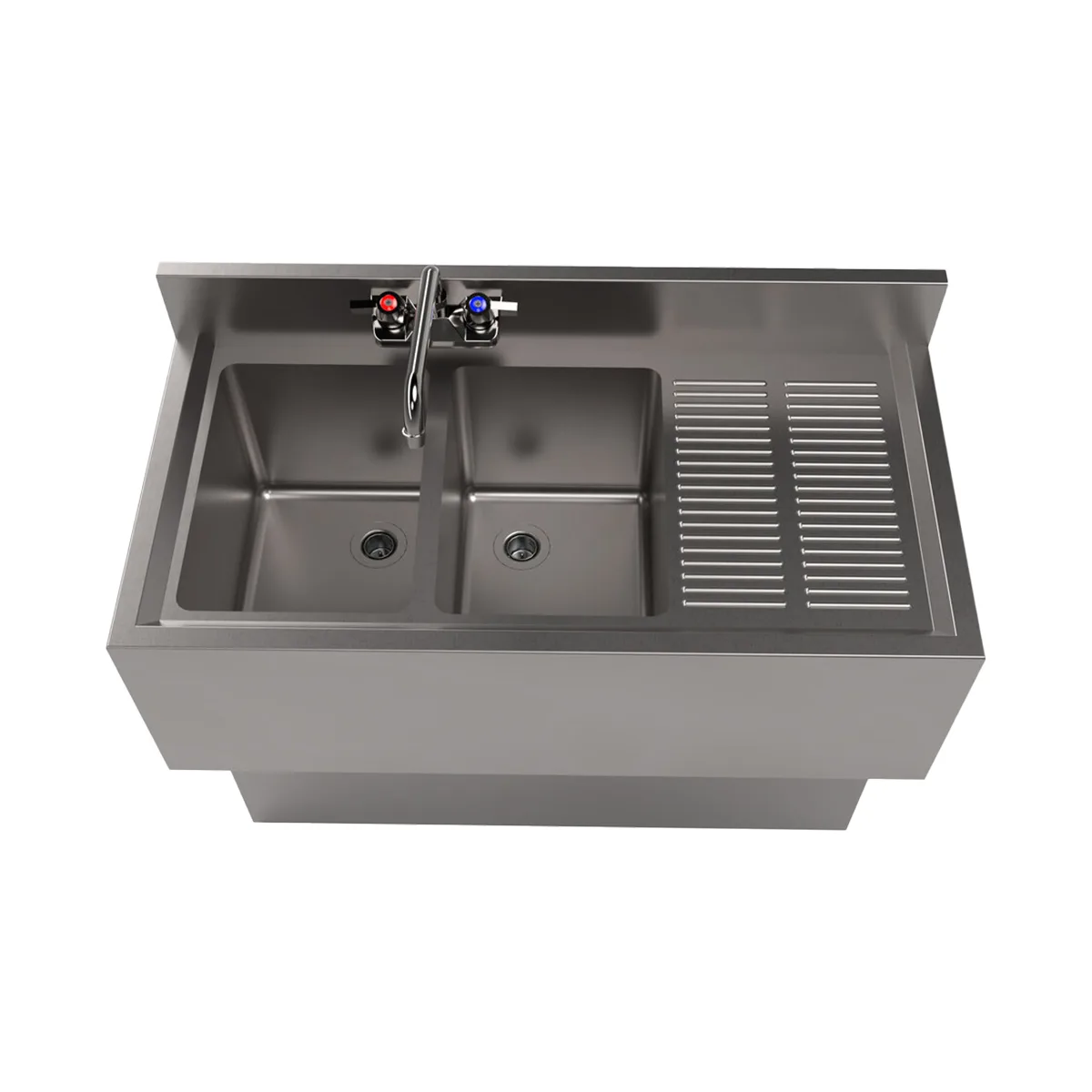 BK Resources UBB-18-236RS Underbar Sink Units, 2 Compartment with Right Drainboard