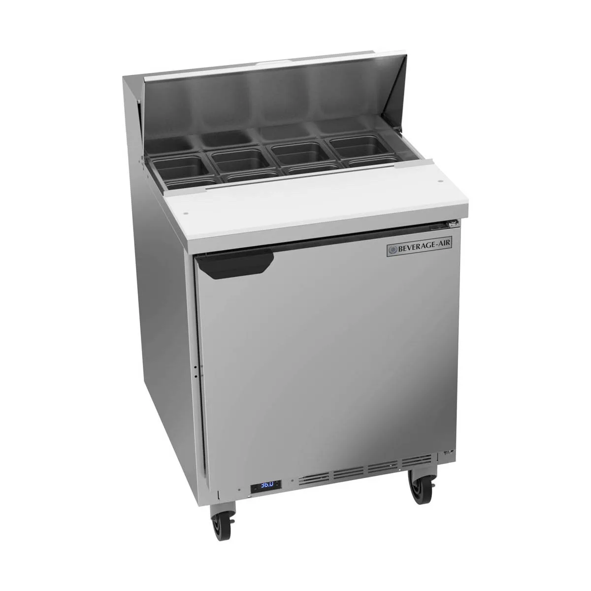 Beverage Air SPE27HC-B 27" One Section Sandwich/Salad Prep Table w/ 1 Door, 8 pans, 6.9 cu. ft.