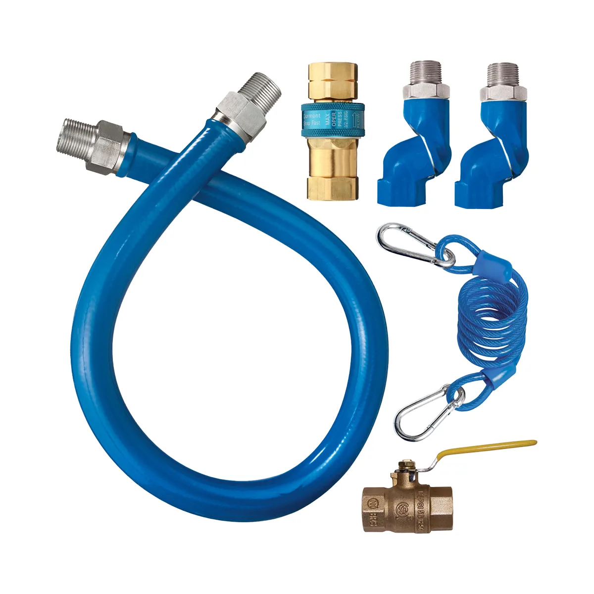 Dormont 1650KIT2S48 Deluxe SnapFast 48" Gas Connector Kit, Two Swivels, Restraining Cable, 1/2" Dia