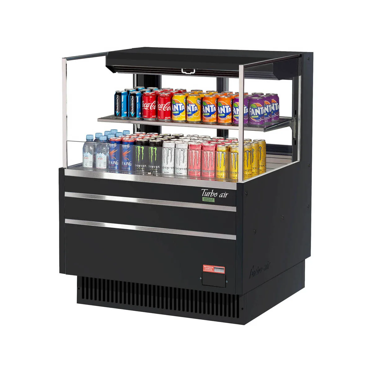Turbo Air TOM-36L-UFD-W(B)-2S-N 34" Horizontal Open Air Merchandiser, Specify Exterior, Self-Contained