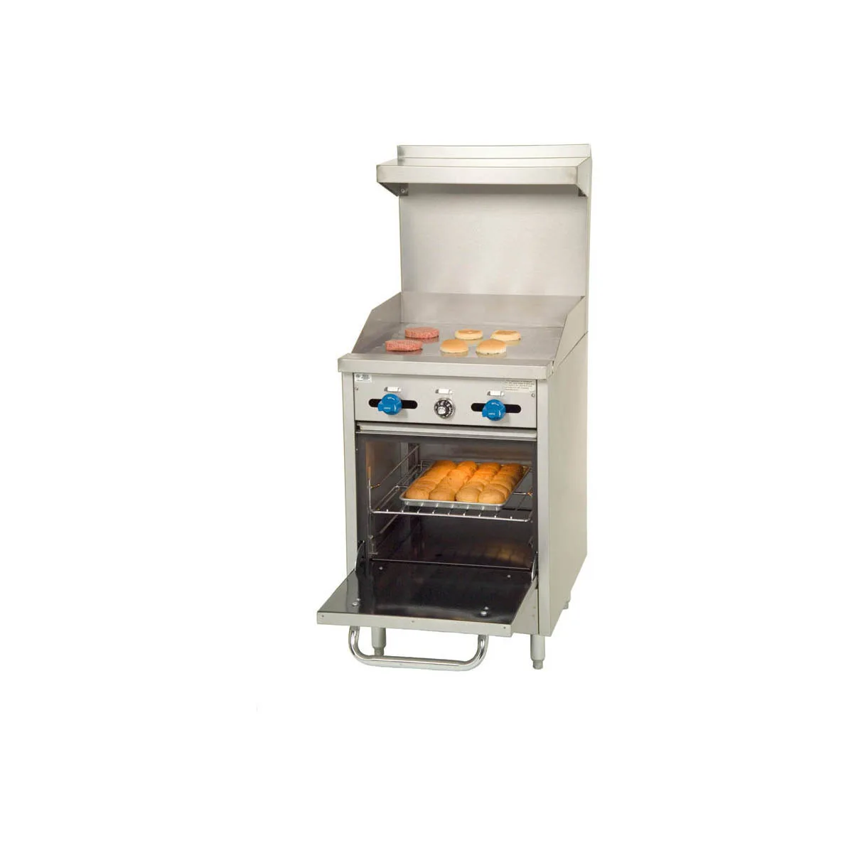Comstock-Castle F318-24B 24" Gas Restaurant Range w/ 24" Full Raised Griddle, (1) Space Saver Oven, 55.000 BTU