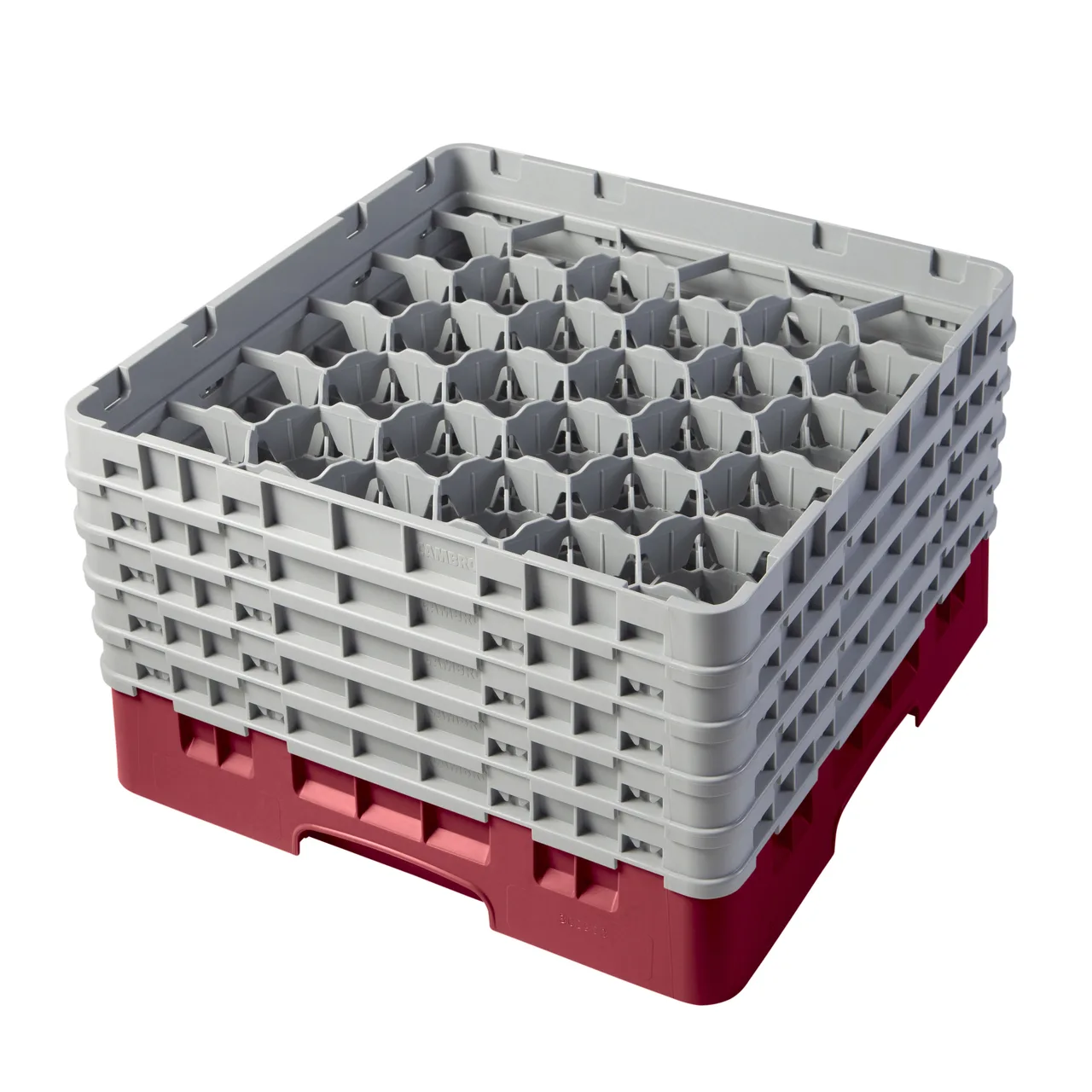 Cambro 30S958416 Camrack Glass Rack, Full Size, 19-3/4 x 19-3/4, 30 Compartments, Cranberry Red