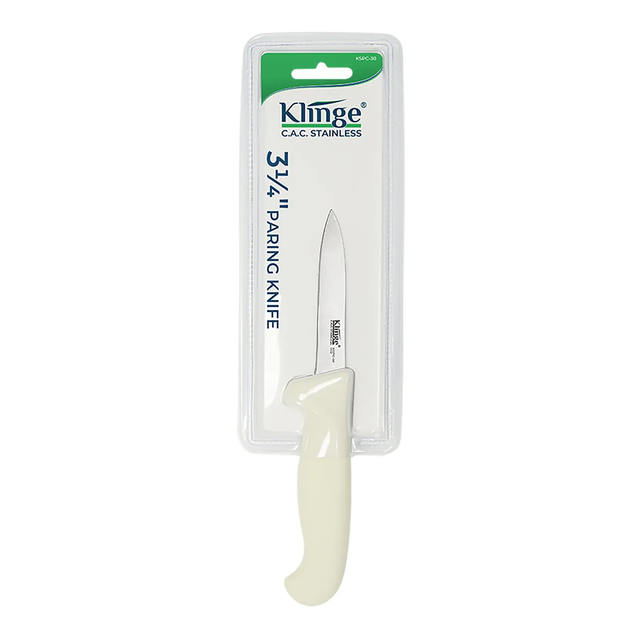 CAC China KSPC-30 Paring Knife, 3" Blade, High-Carbon Steel, White Handle