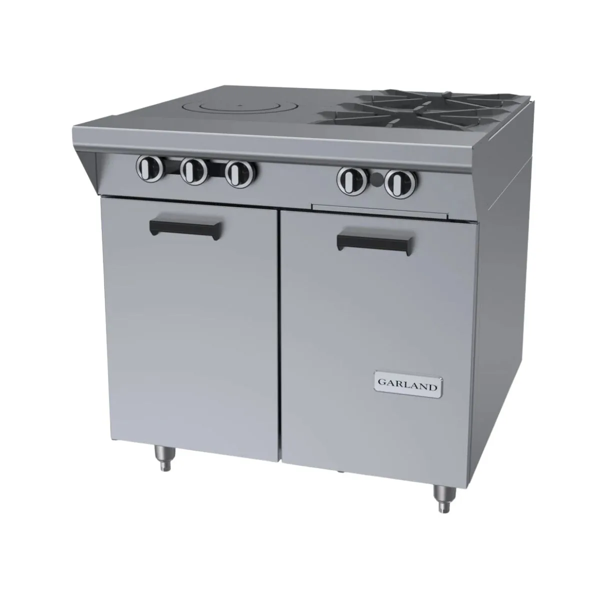 Garland US Range M54S 34" Gas Heavy Duty Range w/ (2) Open Burners, (1) Front Fired Hot Top, (1) Cabinet Base, 115.000 BTU