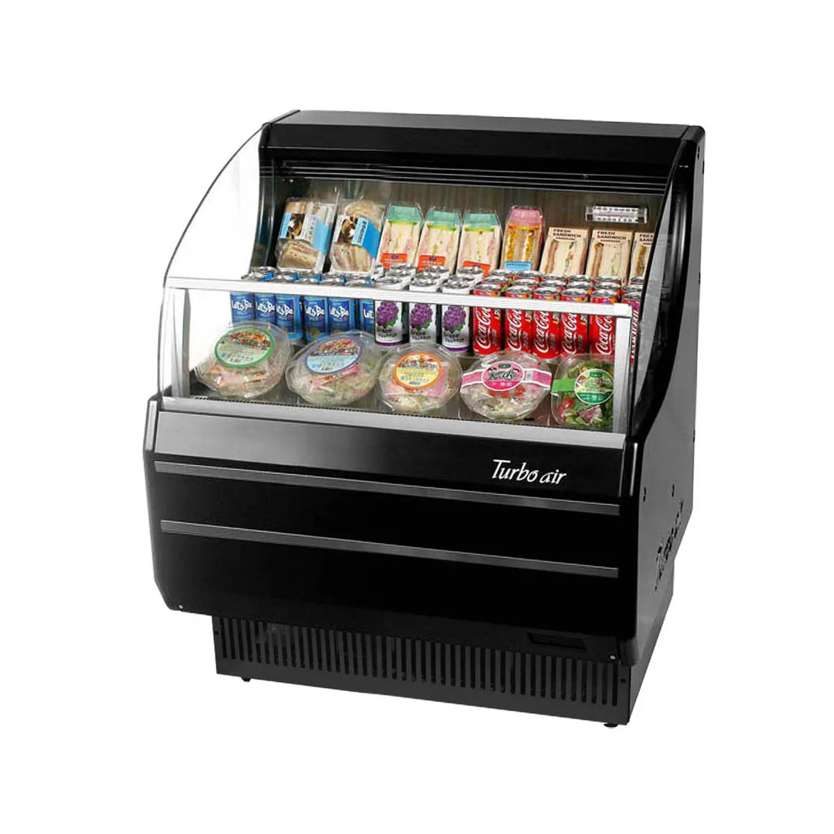 Turbo Air TOM-30SW(B)-N 28" Horizontal Open Display Merchandiser in White, Self-Contained, 3 Shelves