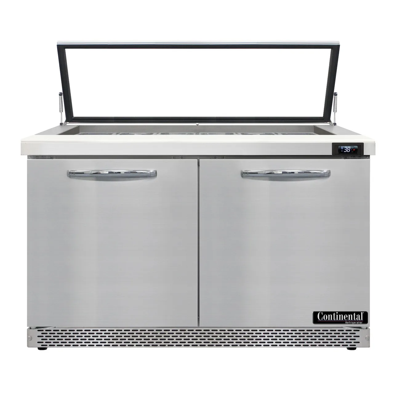 Continental Refrigerator SW48N18M-HGL-FB 48" Mega Top Sandwich Prep Table w/ 2 Doors, 18 pans