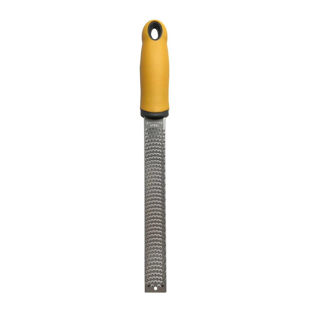 Omcan USA 44201 8" Stainless Steel Lemon Lime Zester, Orange Soft Plastic Handle