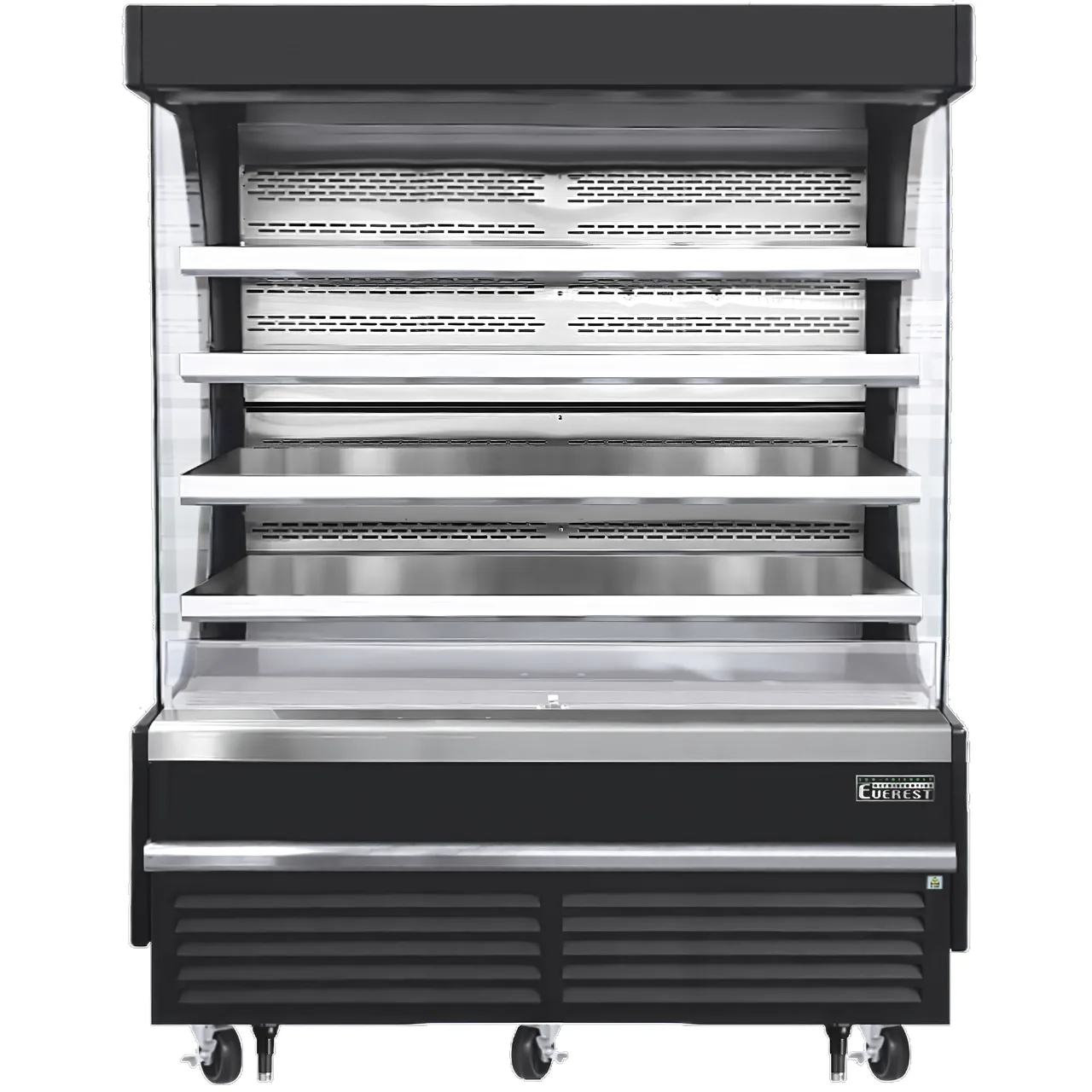 Everest EOMV-72-B-35-T 73" Vertical Open Display Merchandiser in Black, 4 Shelves, High Profile 37 cu. ft.