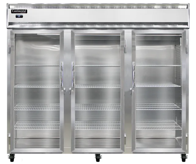 Continental Refrigerator 3RENSSPT-GD-SD 85.5" 3-Section Glass & Solid Door Pass-ThruRefrigerator, 75 cu. ft.