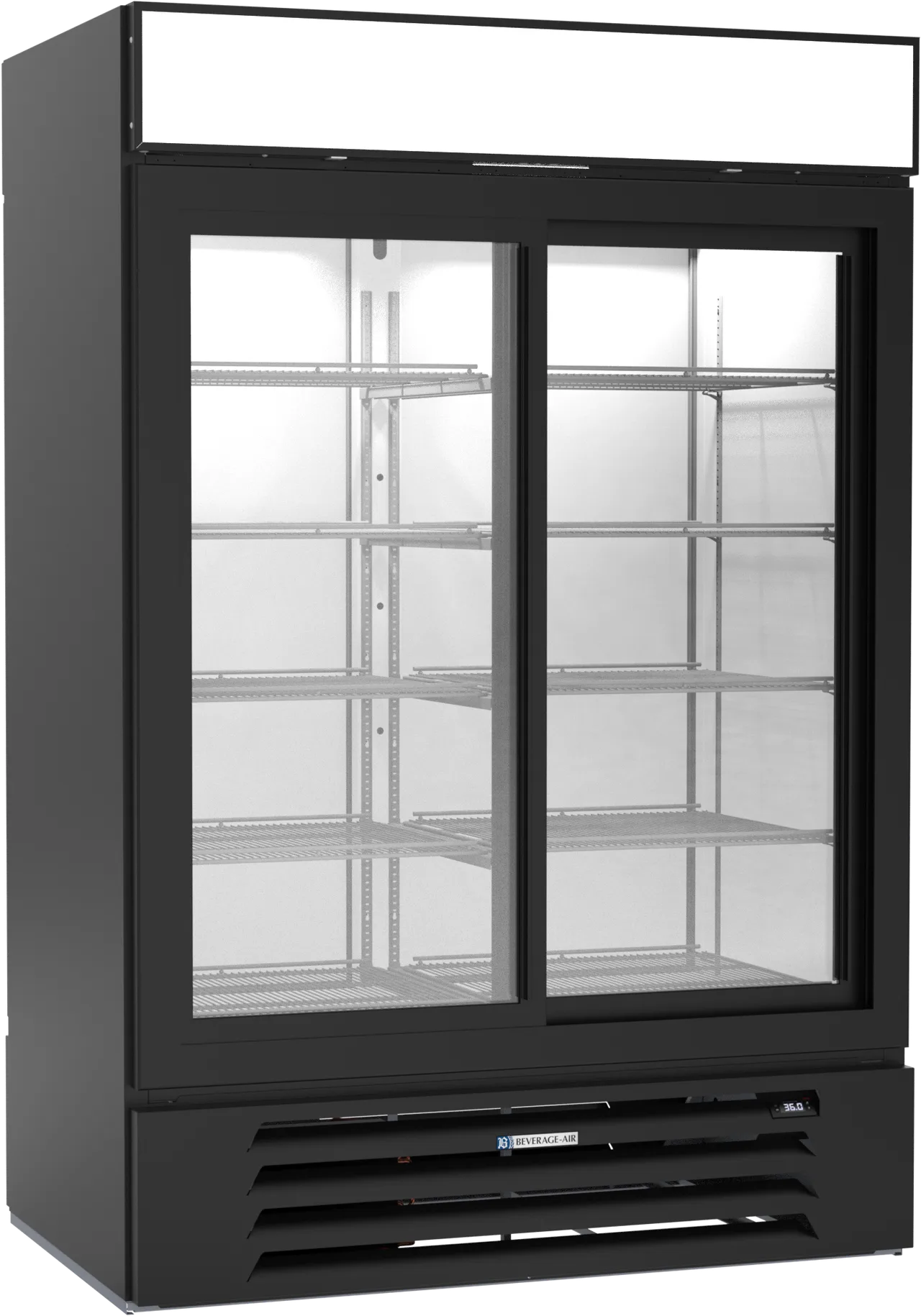 Beverage Air MMR45HC-B-PT 48" 2-Glass Door Merchandiser Refrigerator, Pass-Thru, 48.05 cu. ft., Black