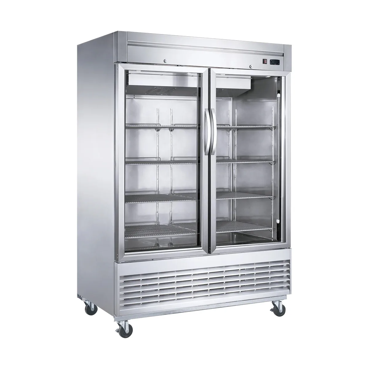 Dukers Appliance Co D55R-GS2 55" 2-Glass Door Reach-In Refrigerator, Bottom Mount, 41.73 cu. ft.
