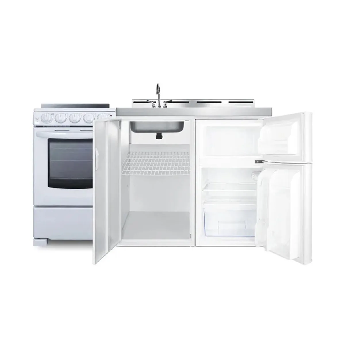 Summit ACK60ELSTW All-in-One Combo Kitchen, 58.88"W x 23.5"D x 40"H, with deep drawn sink