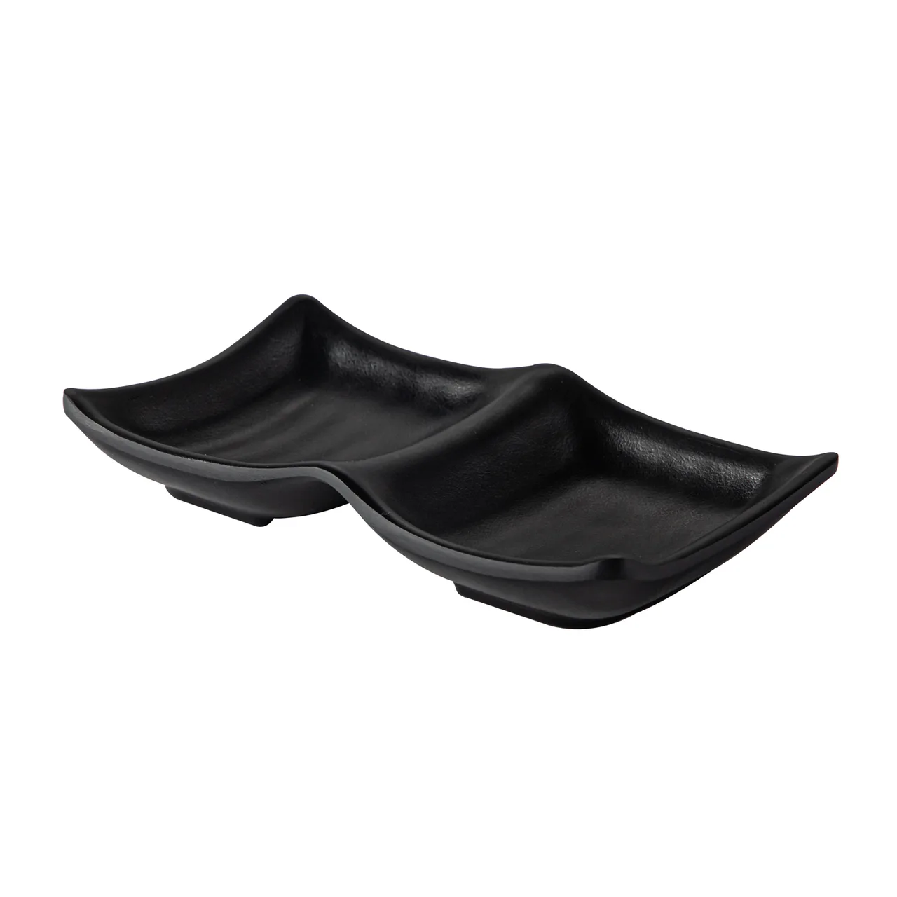 CAC China XCN2-6-MK Tray – 1oz, 5-1/2"W x 3-1/2"D x 1-1/8"H, Matte Black, 2 Compartment, 1 Dozen