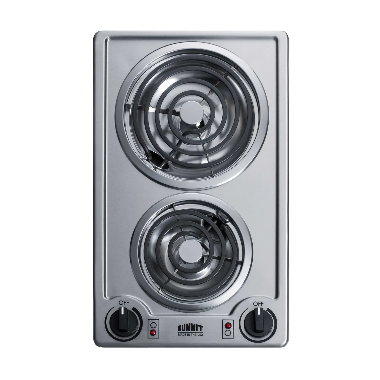 Summit CCE213SS 12" Electric Radiant Cooktop w/ (2) Spiral Burners, Manual Controls, Stainless Steel, 1.5 kW, 115v