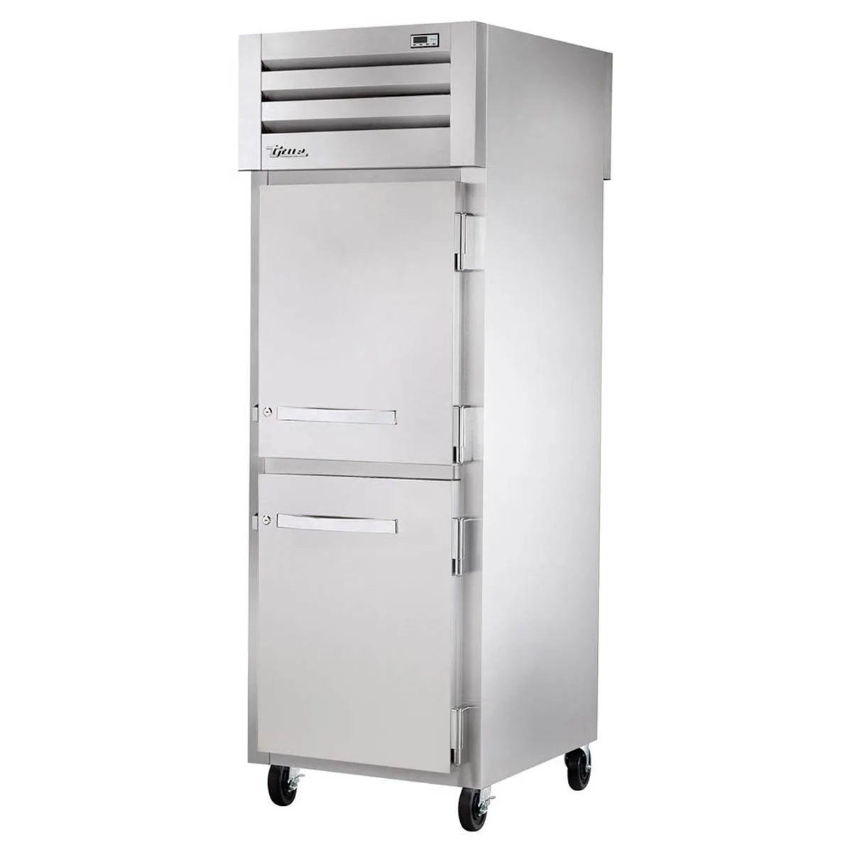 True STG1RPT-2HS-1S-HC 1-Section Pass-Thru Refrigerator w/ Front 2 Solid Half & Rear Solid Full Door, Stainless Steel Front-Aluminum Sides