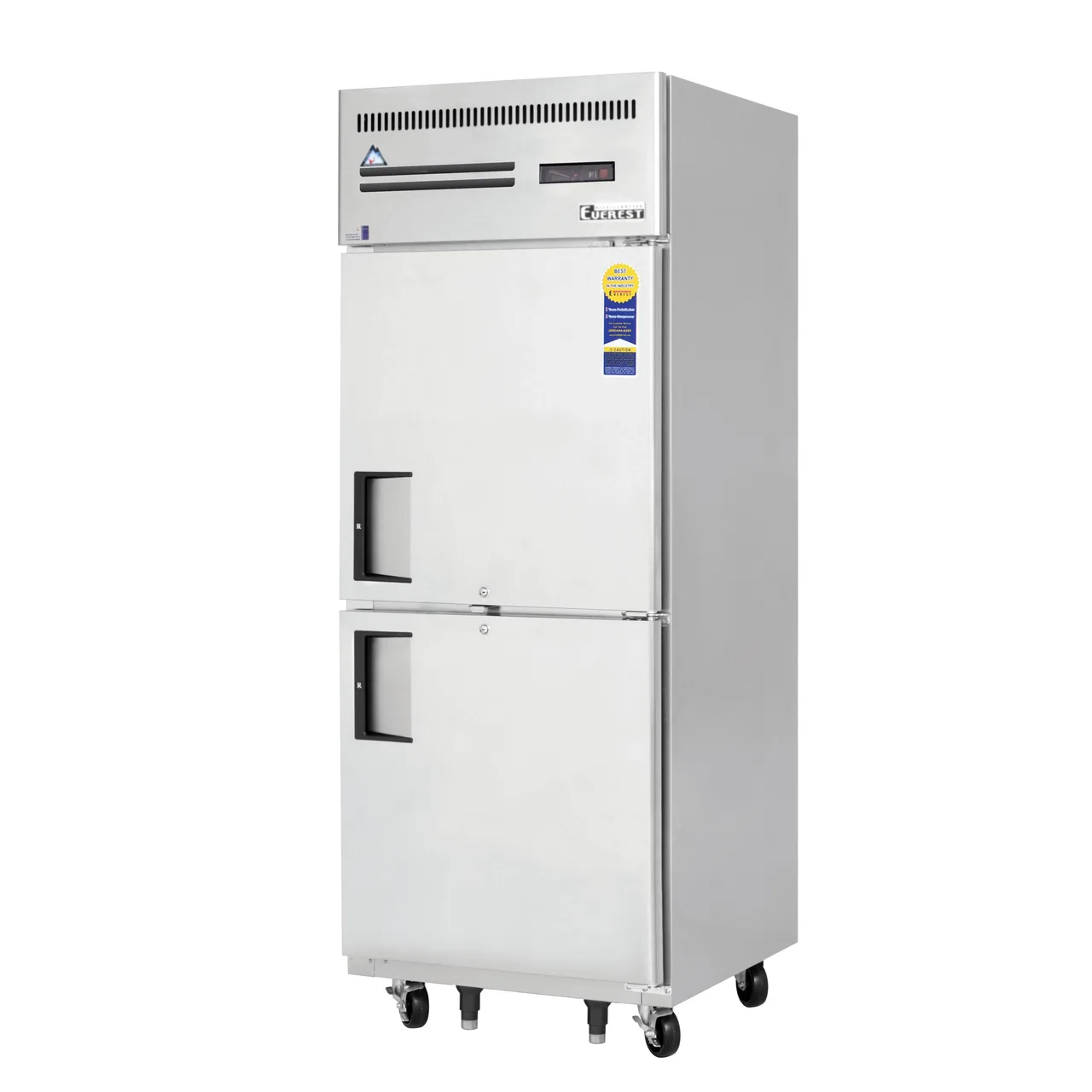 Everest Refrigeration ESFH2 29" 2-Half Solid Door Reach-In Freezer, Top Mounted, 23 cu. ft.