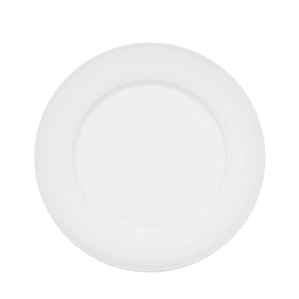 CAC China TST-21 Plate, 12" Dia. x 1-1/4" H, Round Embossed Rim, Super White Porcelain - Dozen