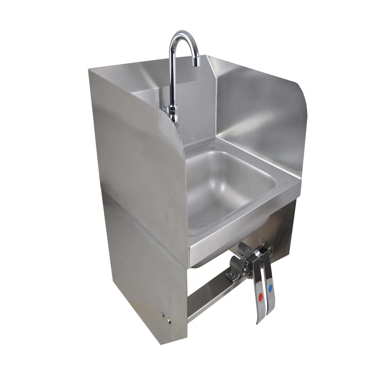 BK Resources BKHS-W-SS-1-SS-BKKPG 9" Wall Mounted Hand Sink w/Hands Free Faucet&Double Knee Valves