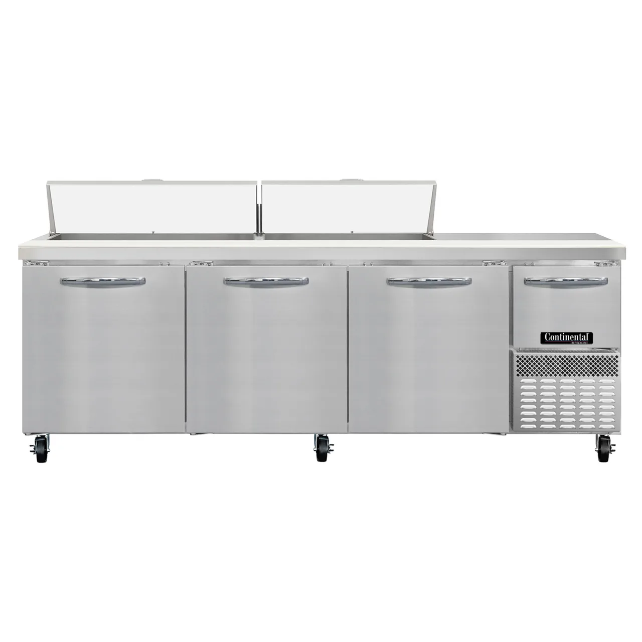 Continental Refrigerator RA93SN18 93" 4-Door Sandwich and Salad Prep Table, 18 Pans, Stainless Steel