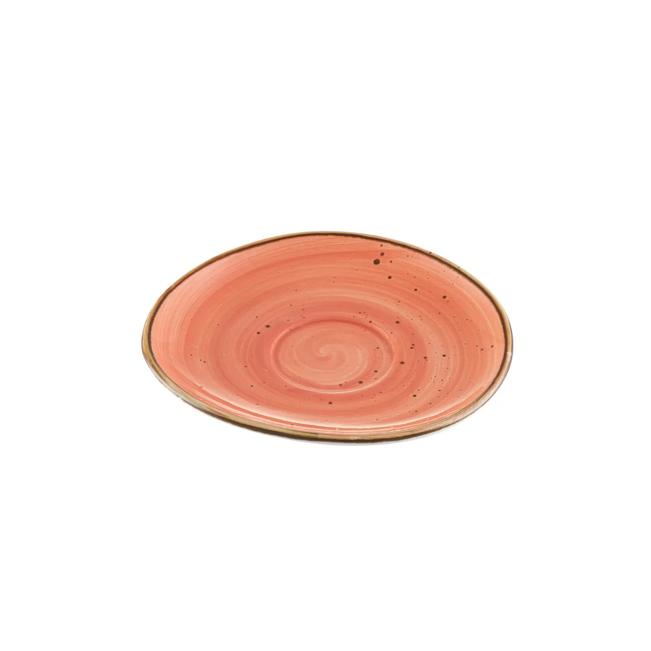 CAC China TUS-2-CRL Tucson Saucer, 6¼" x 5⅞" Round Porcelain, Coral Glaze, Dishwasher Safe - 1 Dozen