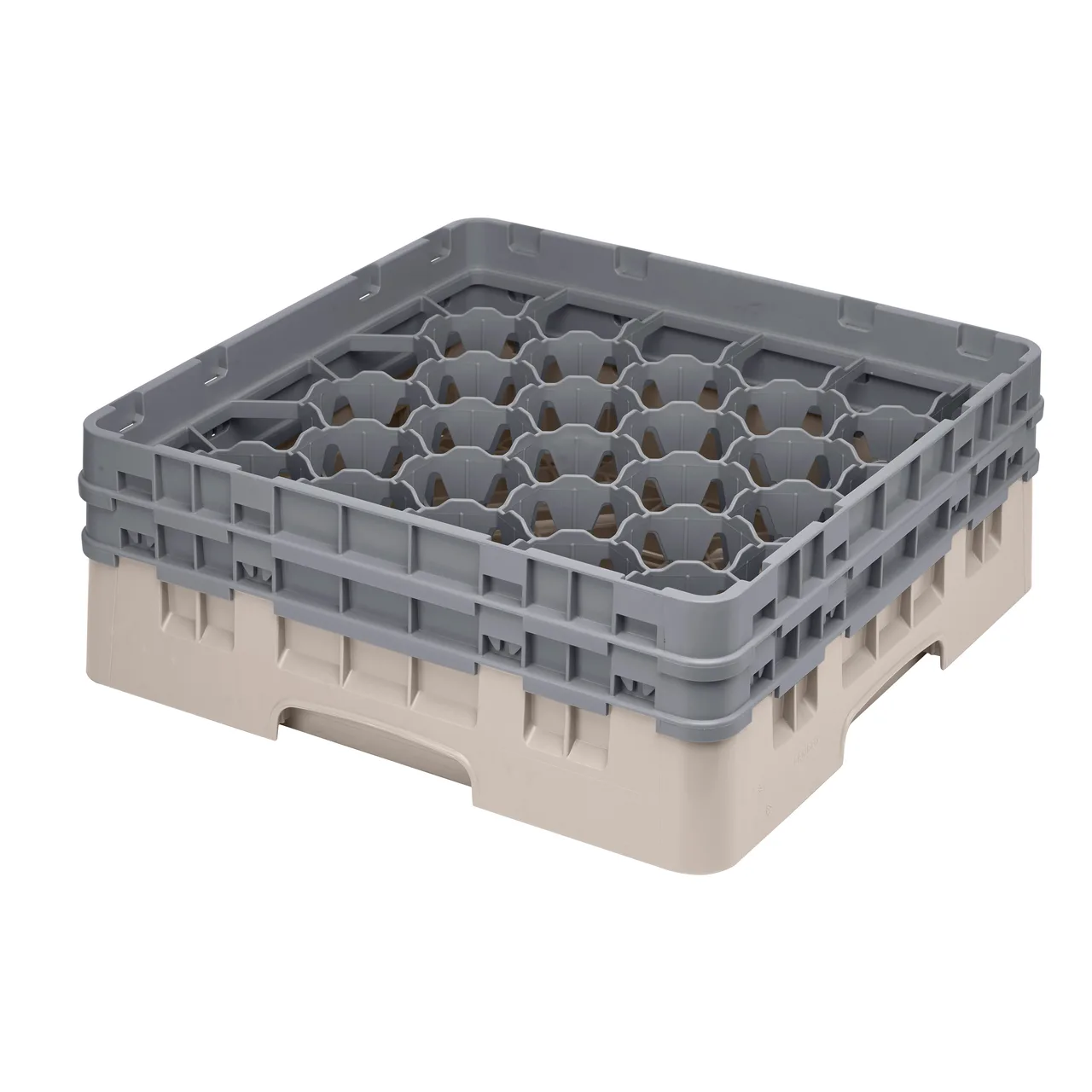 Cambro 30S434184 Camrack Glass Rack, Full Size, 19-3/4 x 19-3/4, 30 Compartments, Beige, HACCP Compliant