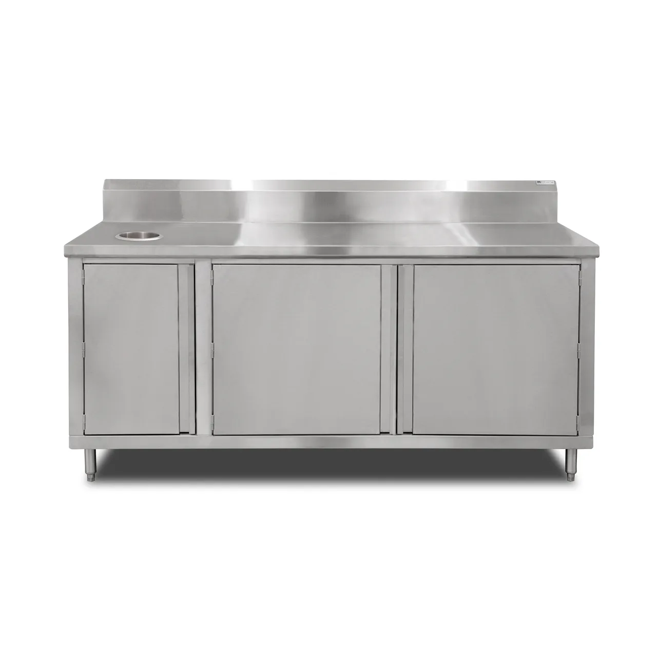 John Boos 4BU4R5-3672-L-X 72" Cabinet Base Hinged Doors Work Table with Left Trash Chute / Flyer