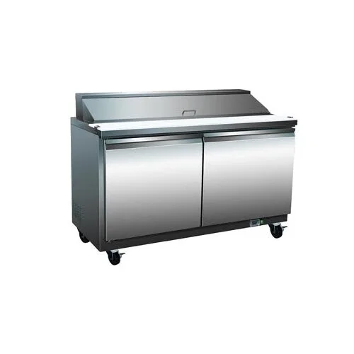 Serv-Ware SP48-18M-HC 48" 2-Section Mega Sandwich/Salad Prep Table w/ 2 Doors, 18 Pans