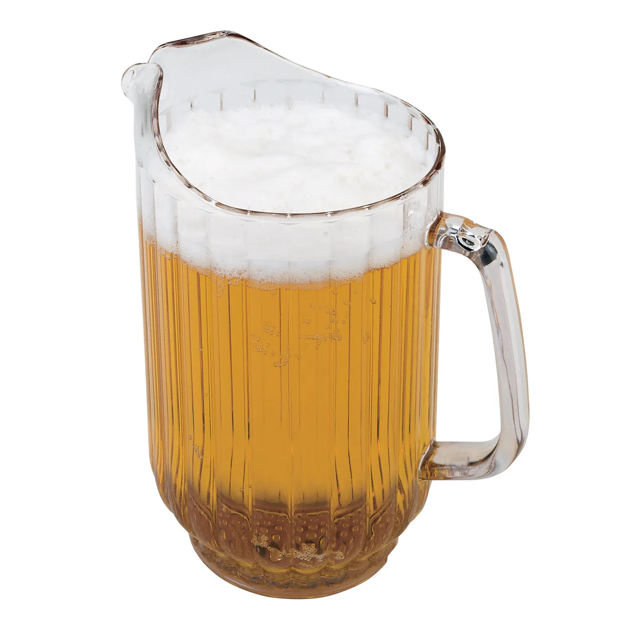 Cambro P480CW135 Plastic Pitcher – 47 oz Clear Poly, 6-1/4" Dia x 7-7/8" H, Thumb-Grip, NSF Safe