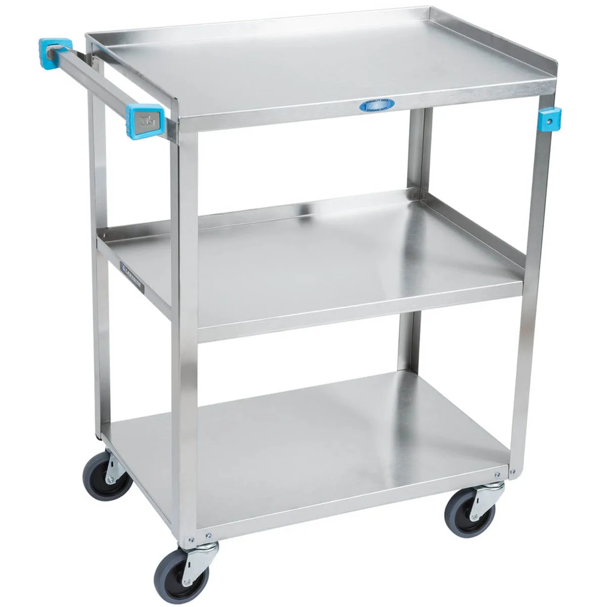 Lakeside 311 Standard Duty Stainless Steel 3-Shelf Utility Cart w/ 300 lb. Capacity