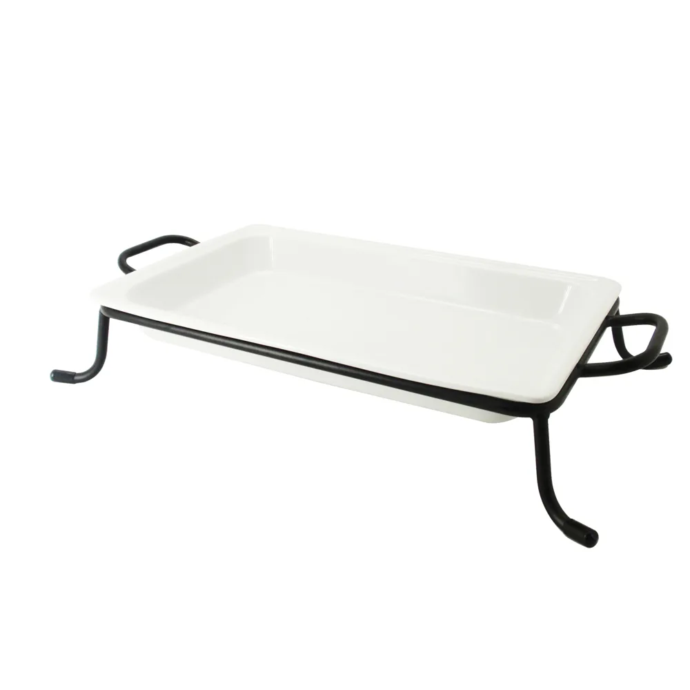 CAC China BF-G111 GN Food Pan Set, 20-7/8"L x 12-3/4"W x 2-1/2"H, Porcelain, Super White - Set