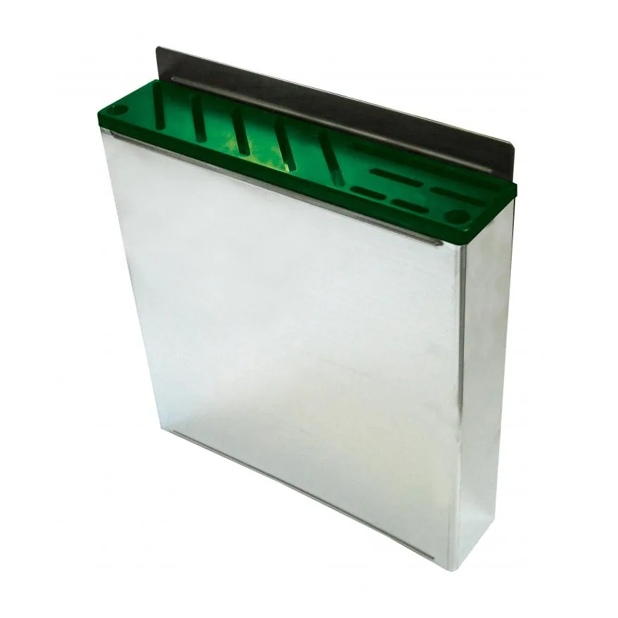 Omcan USA 12928 Stainless Steel Knife Rack With Green Insert, Holds 10 Knives + 2 Steels, 12 Slots