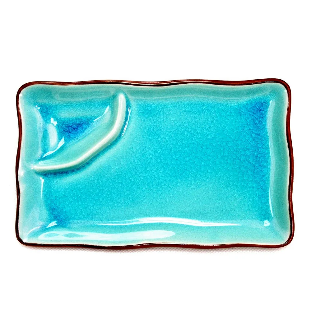 CAC China 666-77-BLU Plate, 8" x 4" x 1-1/4", Lake Blue, Dishwasher/Oven/Microwave Safe - Dozen