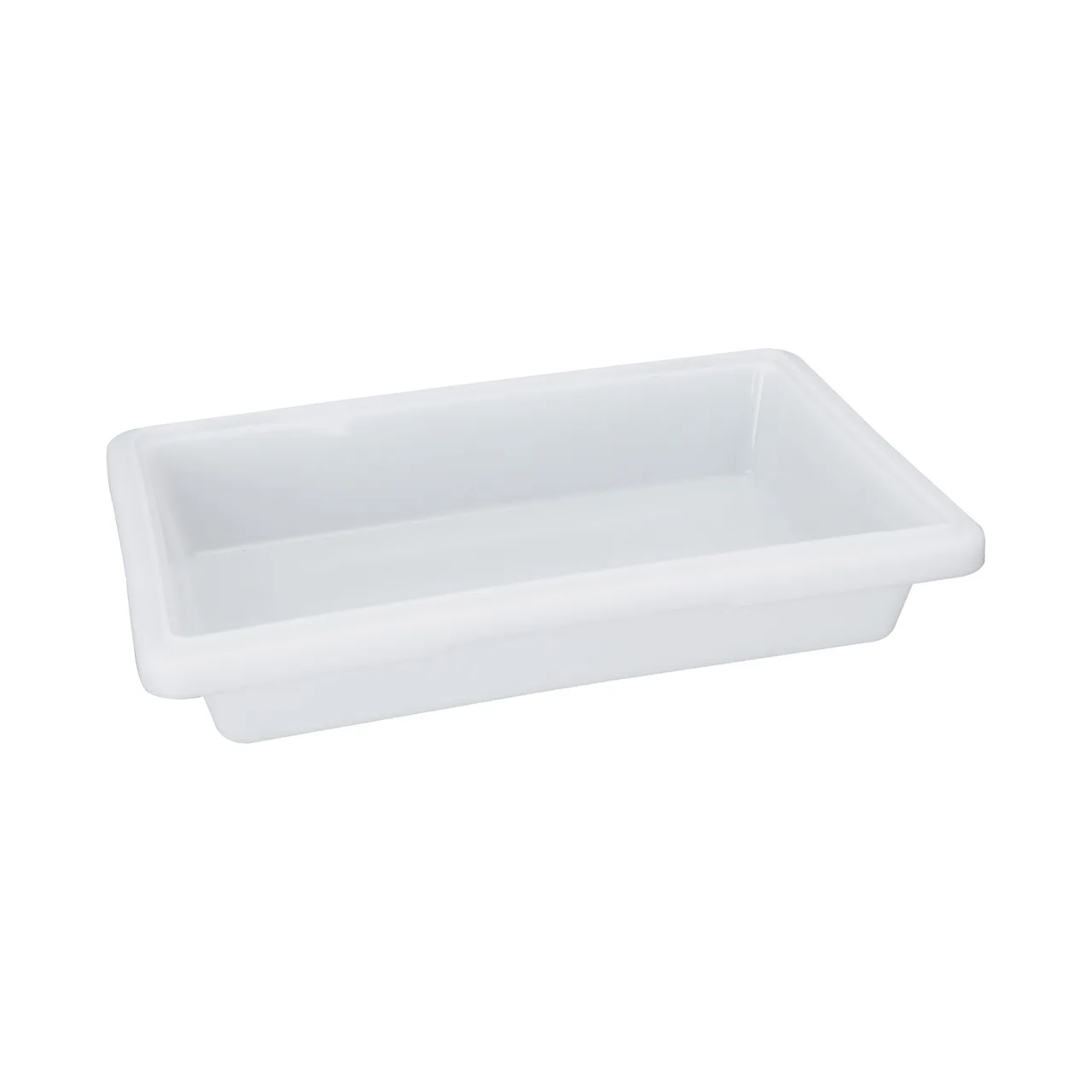 CAC China FS4H-3W Food Storage Box, 1.75 Gallon, Half-Size, 18"L x 12"W x 3-1/2"H, Polypropylene, White, BPA Free