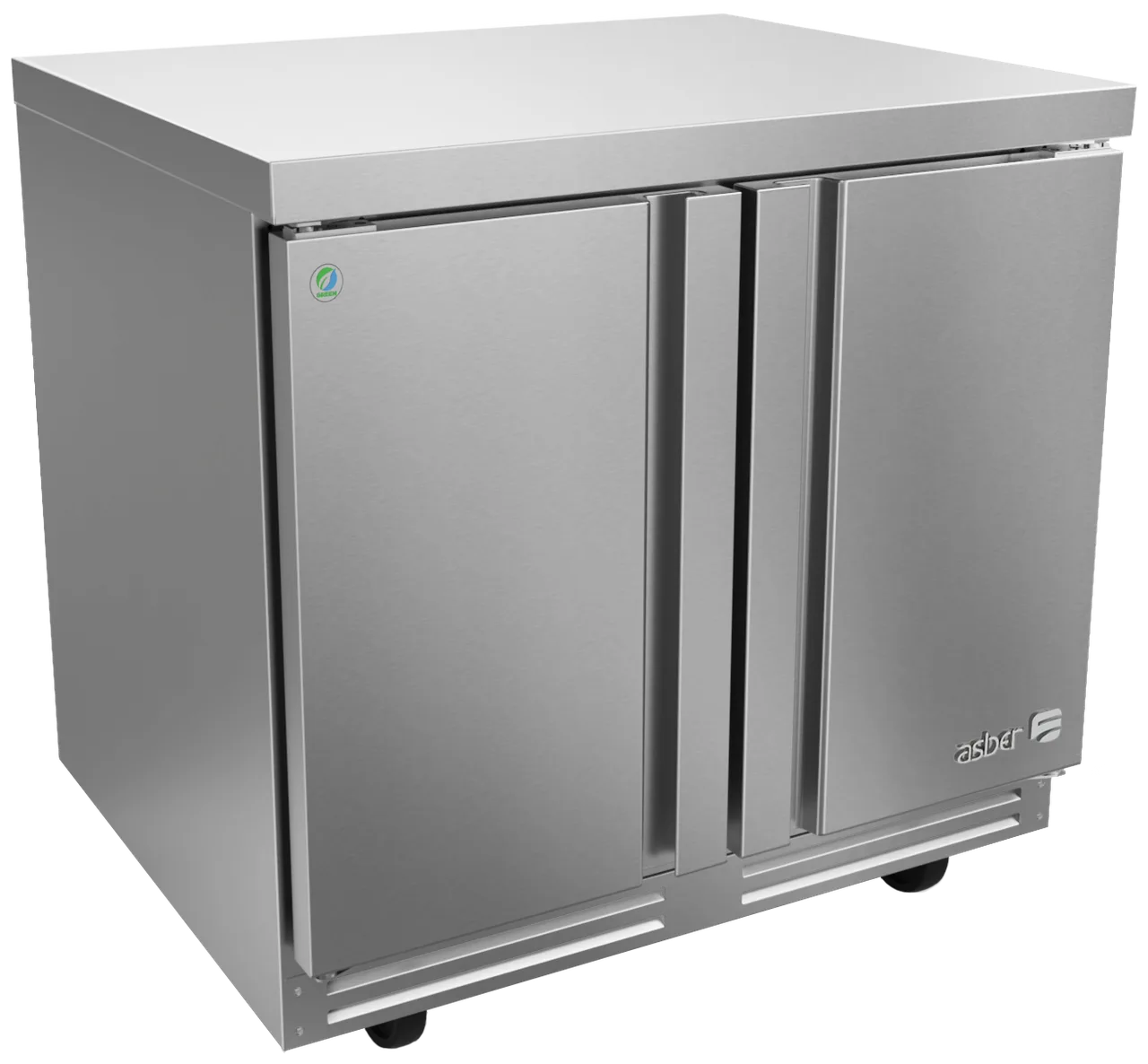 Asber AUTR 36 P 36" 2-Door Undercounter Refrigerator, Stainless Steel, Front Breathing