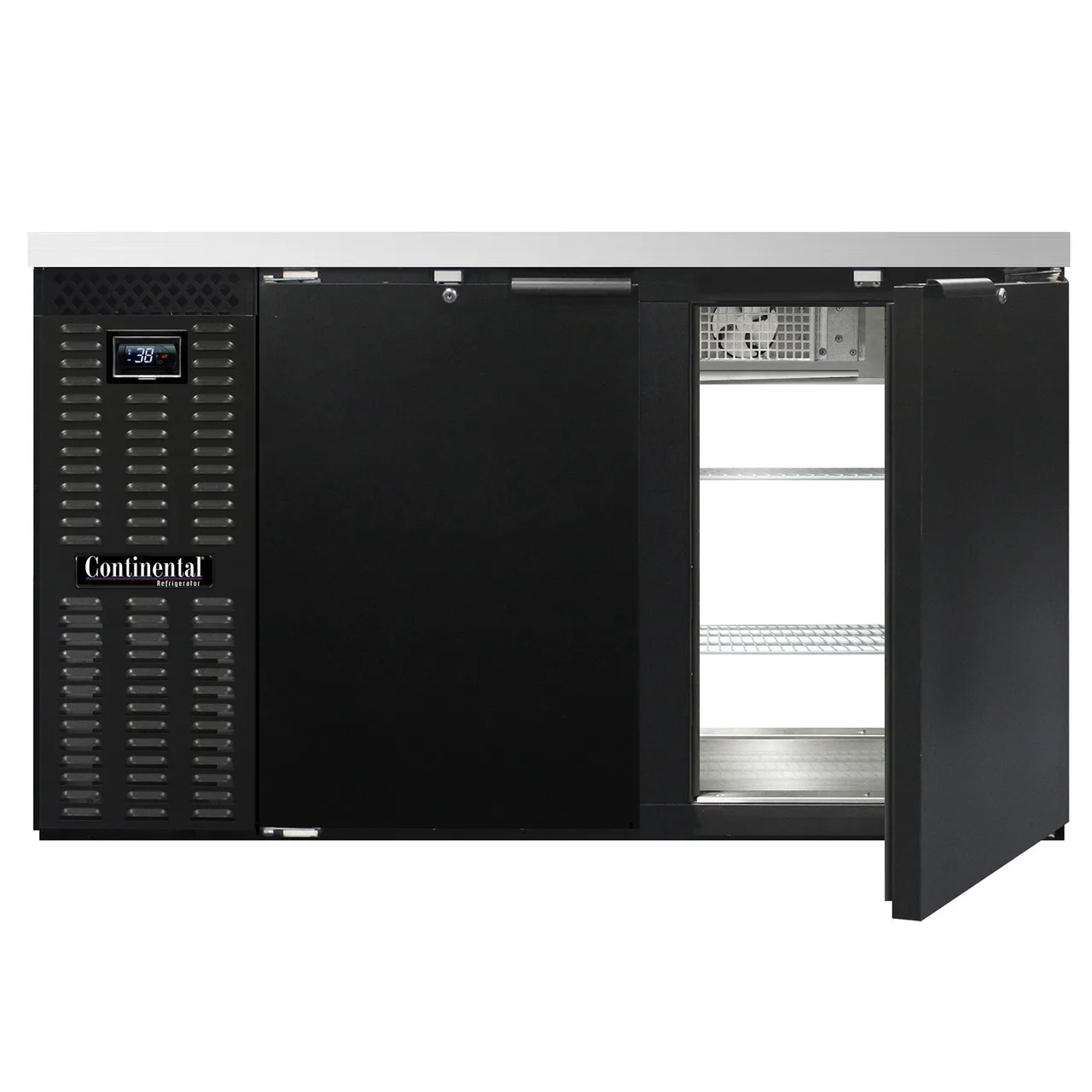 Continental Refrigerator BB59NPT Pass-Thru Back Bar Cooler w/ 22 Cu Ft, 4 Solid Doors, 59" W