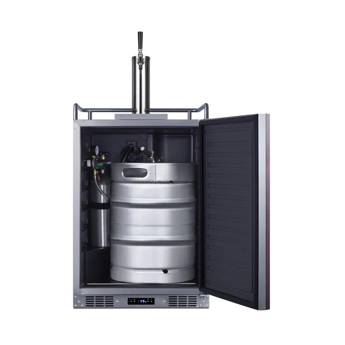 Summit SBC682PNR 24" Keg Cooler, 5.6 cu.ft Stainless, Right-Hand, 1‑Tap, 5 lb CO2 Tank, 115V ETL