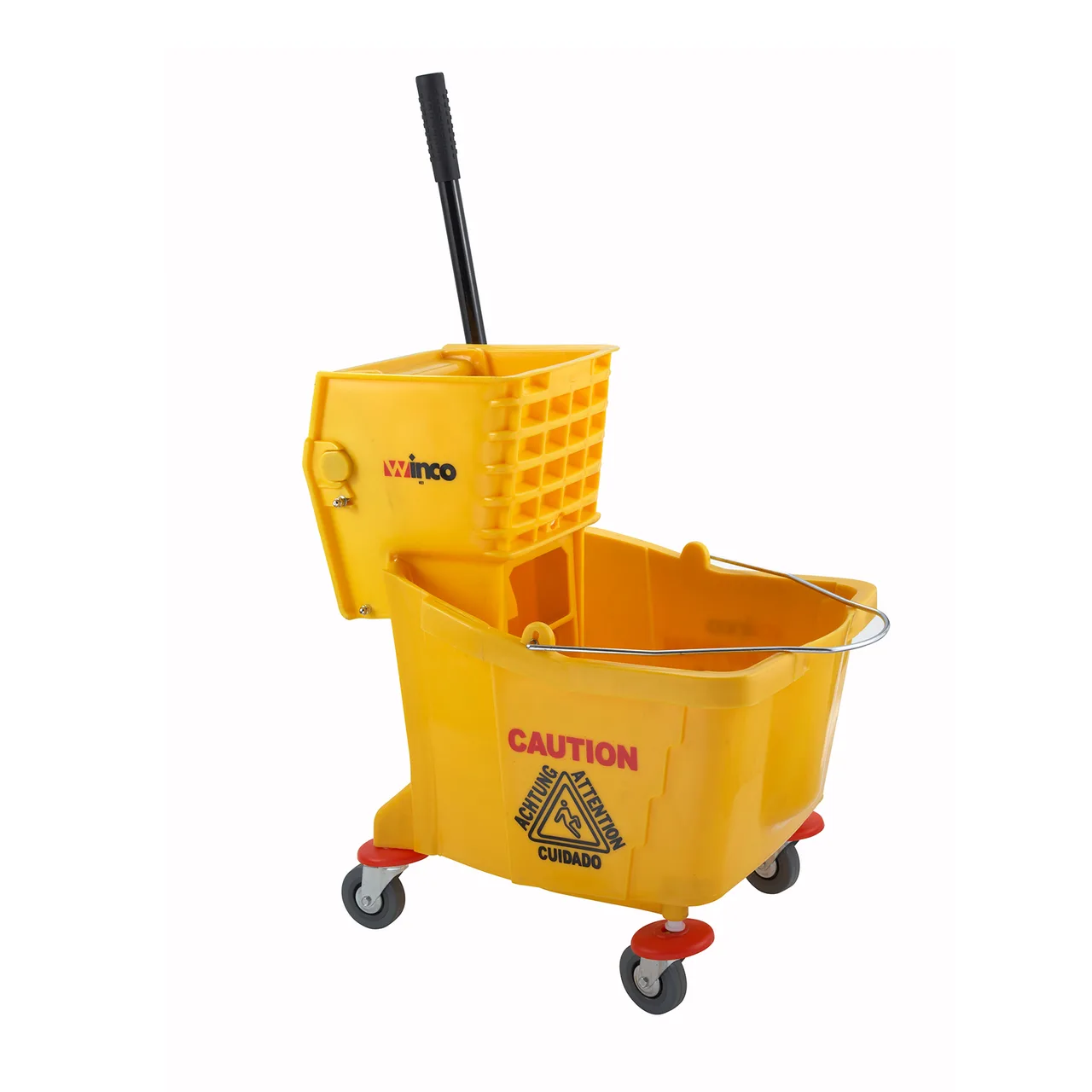 Winco MPB-36 36 Quart Plastic Mop Bucket with Wringer / Yellow