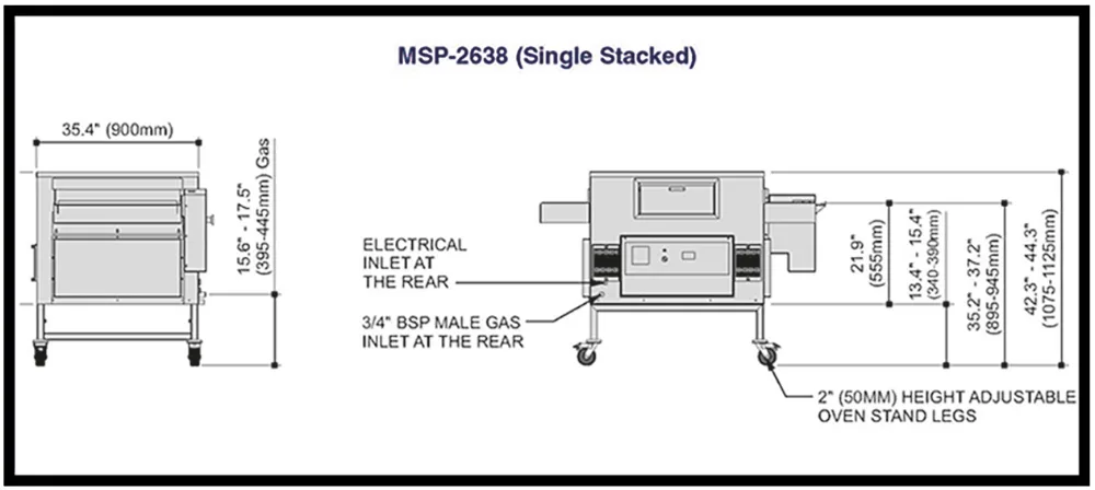Migali MSP-2638 62" Floor Single Deck Electric Conveyor Pizza Oven, 120V