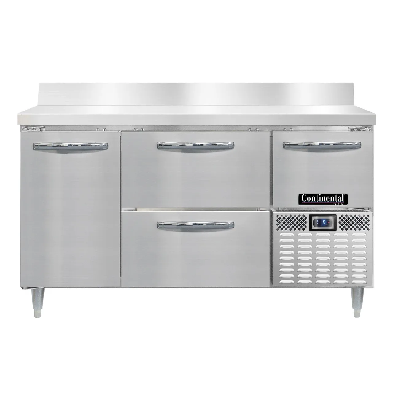 Continental Refrigerator DFA60NSSBS-D 60" 3-Section Worktop Freezer w/ 4 Drawers & 1 Half Door
