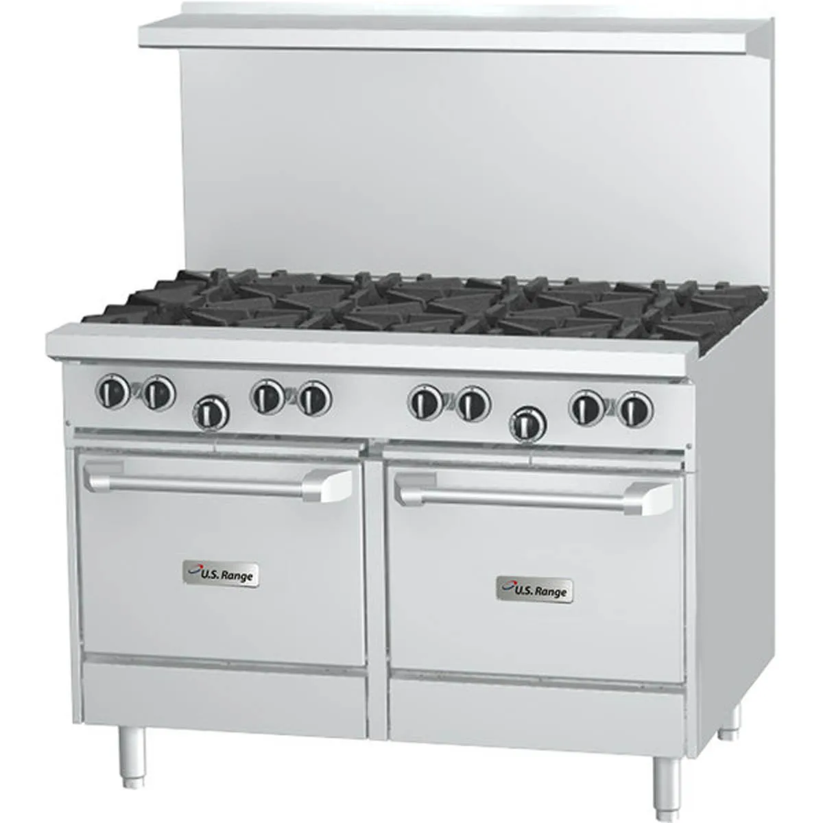 Garland US Range U48-8LL 48" Gas Restaurant Range w/ (8) Open Burners, (2) Space Saver Ovens, 320.000 BTU