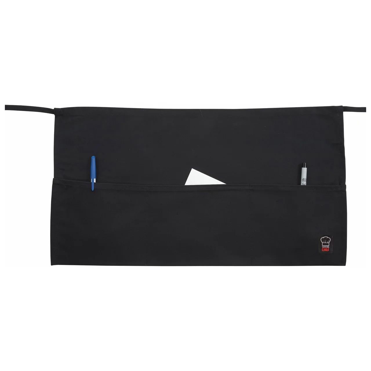 Winco WA-1221 Waist Apron, 21-3/4"L X 12-1/2"W (3) Pockets, Machine Wash And Dry, black