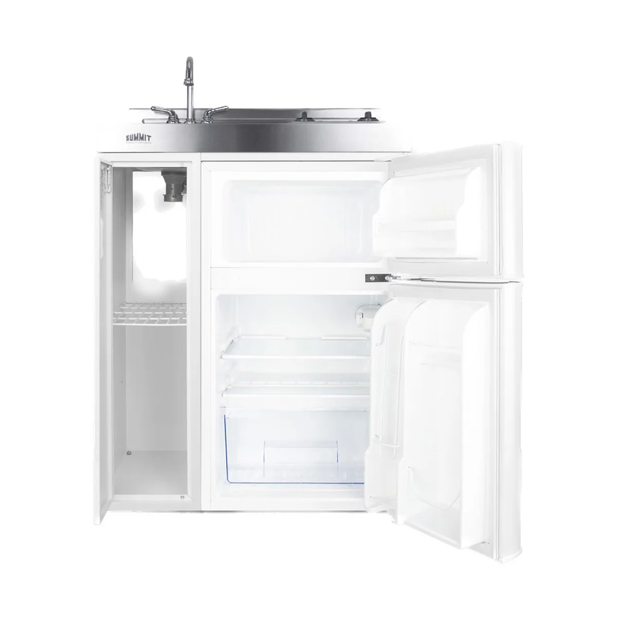 Summit C30ELGLASS All-in-One Combo Kitchen, 30"W x 23.75"D x 41"H, with deep drawn sink