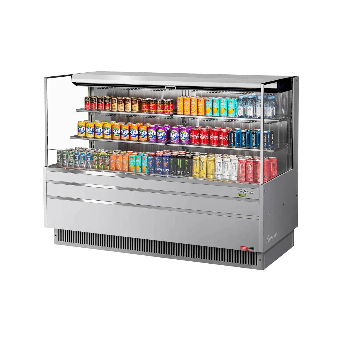 Turbo Air TOM-72L-UF-S-3S-N 70" Horizontal Open Air Merchandiser, Stainless Steel, Self-Contained