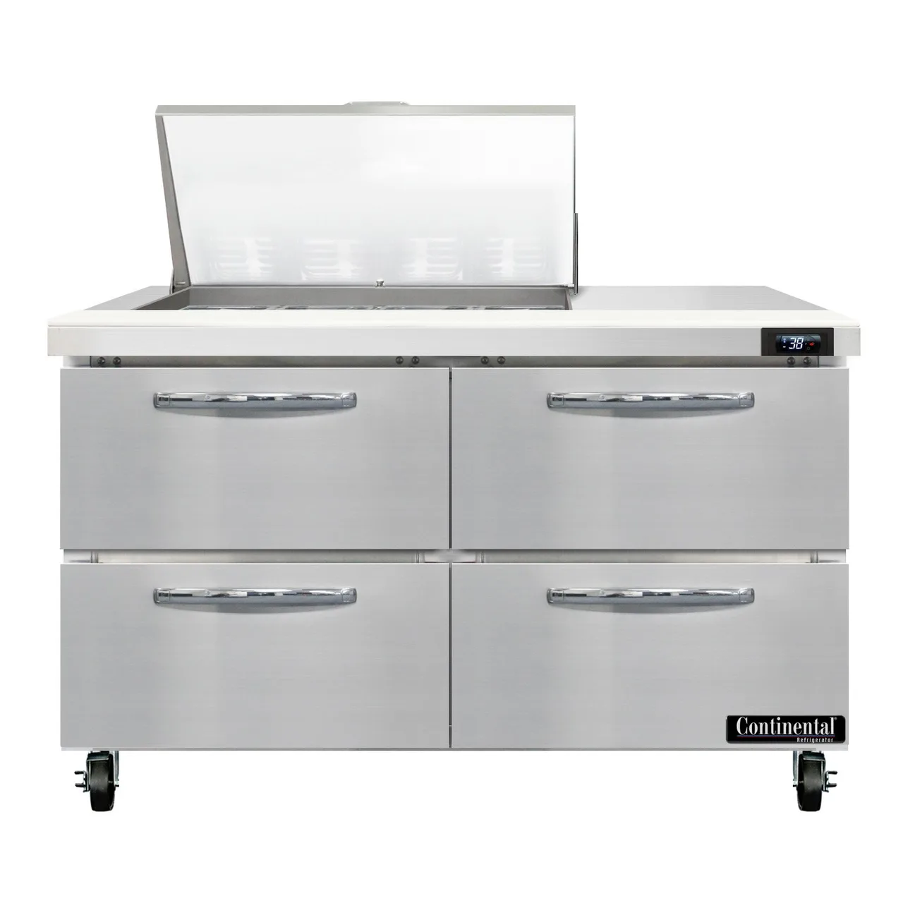 Continental Refrigerator SW48N12M-D 48" Mega Top Sandwich Prep Table w/ 4 Drawers, 12 pans