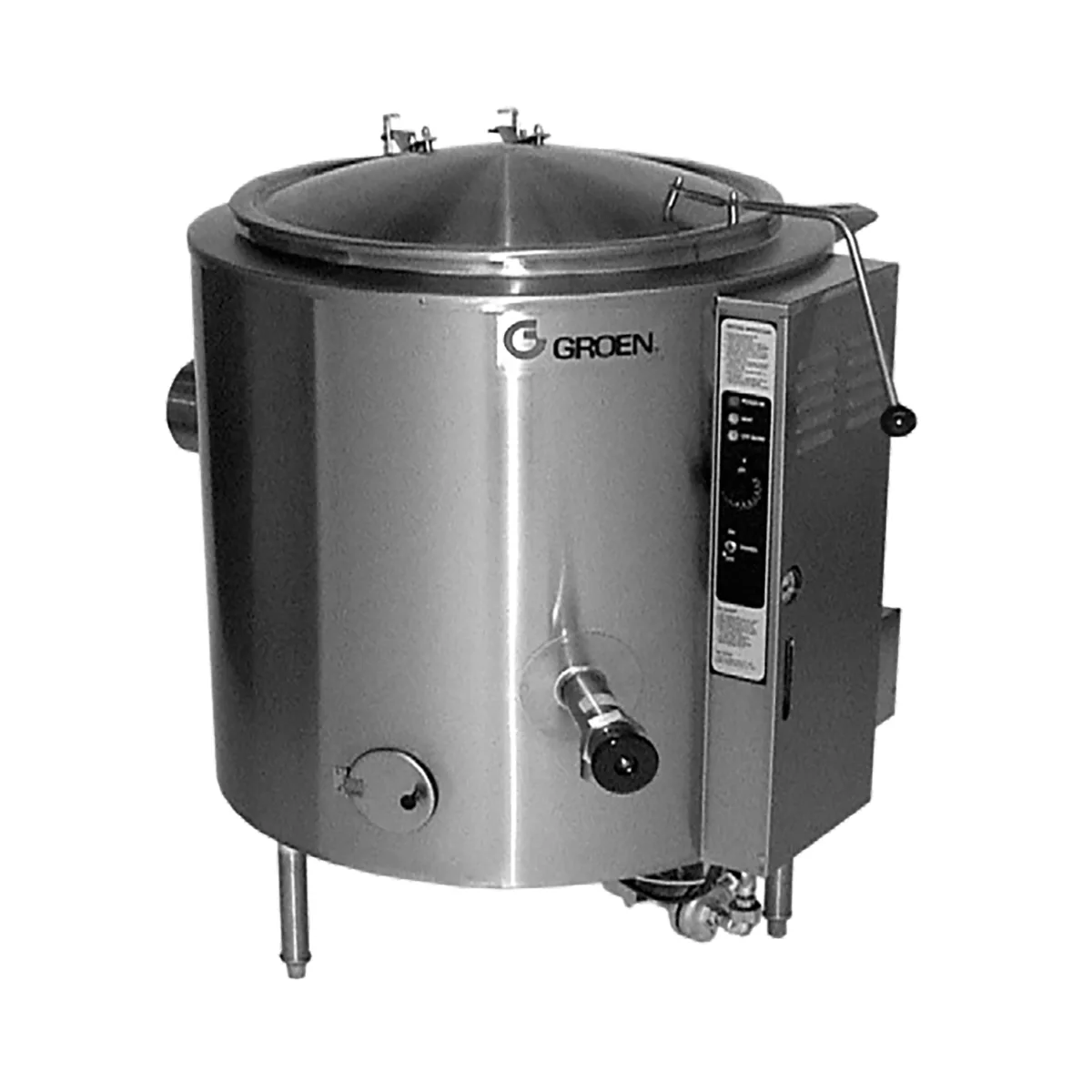 Groen AH/1E-60 60 Gallon Floor Stationary 2/3 Steam Jacketed Gas Kettle, Tri-Leg Base, 145.000 BTU
