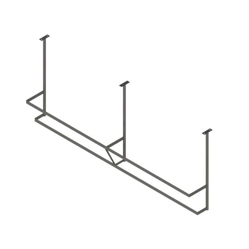 John Boos PRD3A-C 79" Stainless Steel Double Bar Ceiling Hung Pot Rack with 14 Double Prong Hooks