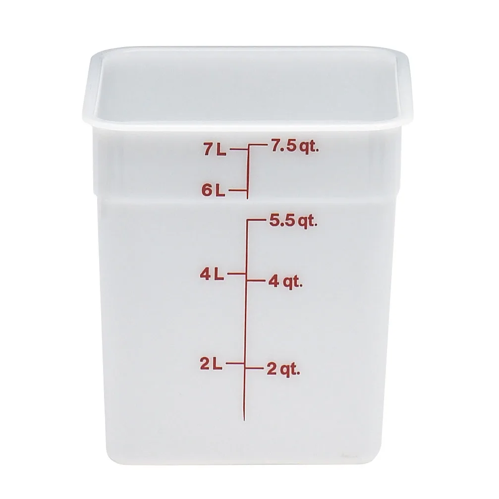 Cambro 8SFSP148 8‑Quart Square Food Container, 8‑3/8", White Polyethylene, NSF
