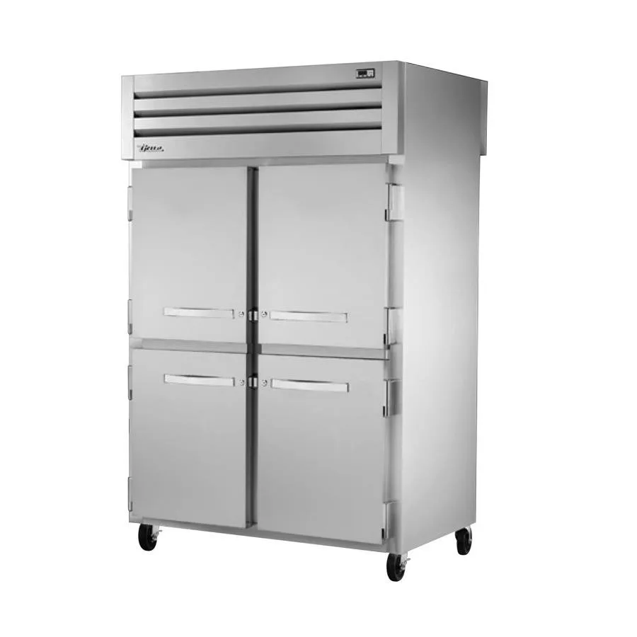 True STR2RPT-4HS-2S-HC 2-Section Pass-Thru Refrigerator w/ Front 4 Solid Half & Rear 2 Solid Doors, Stainless Steel